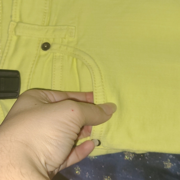 Second Yoga Jeans 💛 Neon Yellow Stretch Jeans - Happy Dopamine Clothing Size 28 - Picture 2 of 10